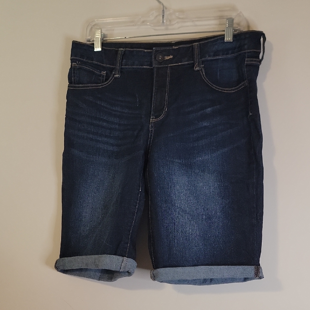 St. John's Bay Dark Blue Denim Shorts with Contrast Stitching
